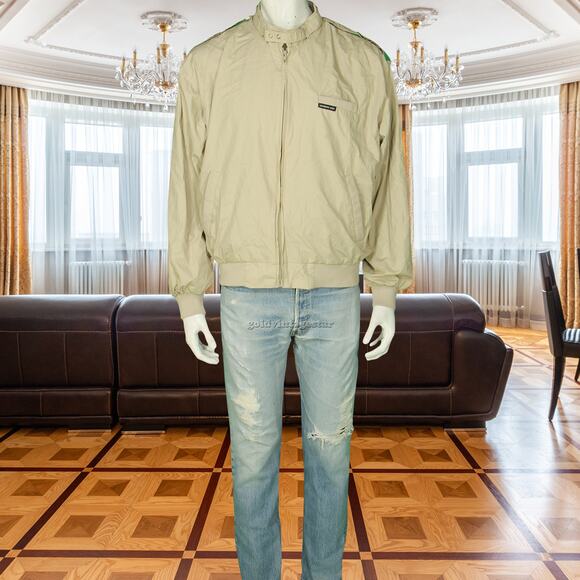 80s Vintage Members Only Retro Mod Bomber Brown Tan Windbreaker Jacket M - Picture 4 of 8